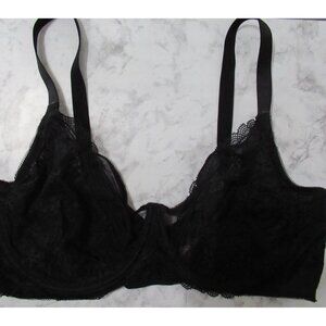 HSIA Bra 38DDD Black Lace Sheer Back Closure Underwire